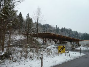 Neues Dienstleistungszentrum der Gemeinden Thüringen und Blmenegg am potentiellen Auwald Standort (Foto: Naturschutzanwaltschaft)